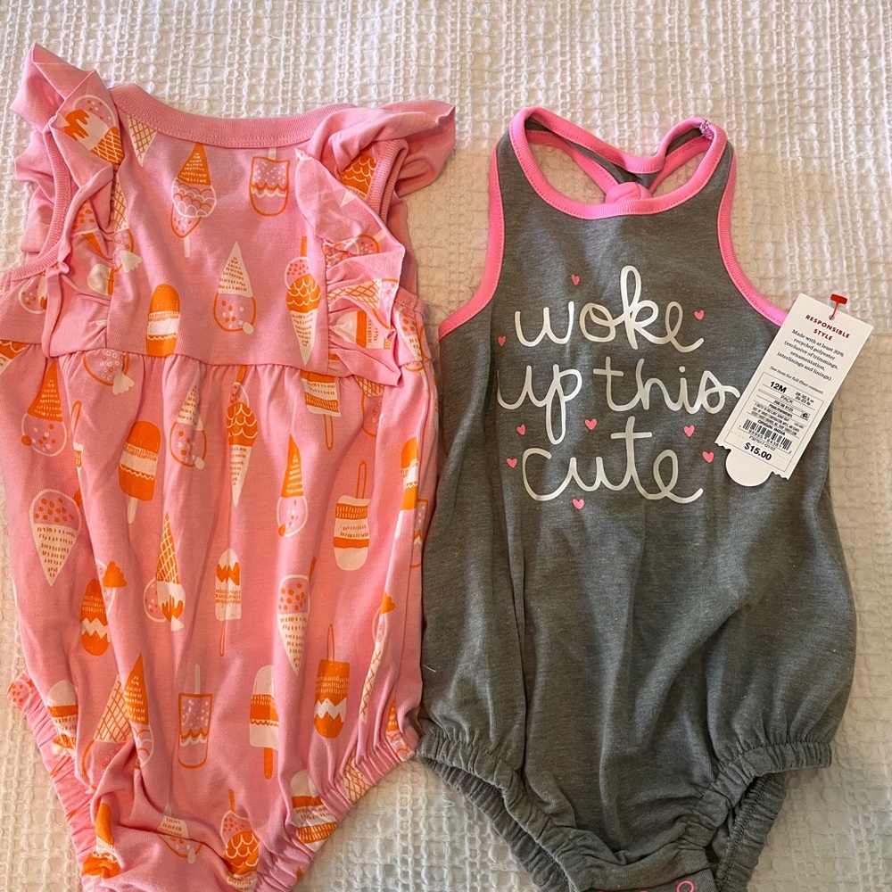 2 pack of summer rompers size 12 months